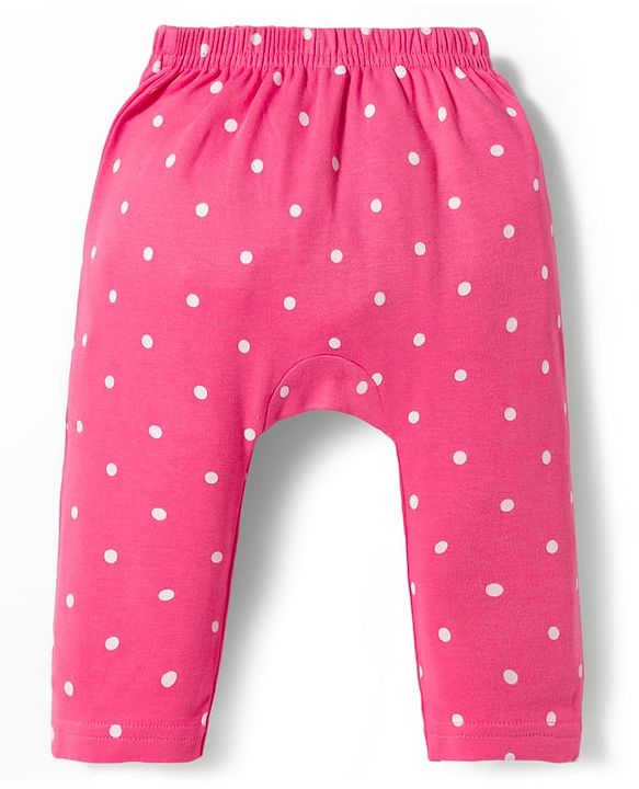 Babyhug Interlock Knit Full Length Diaper Leggings with Floral & Polka Dot Print Pack of 3 - Yellow Pink & Purple