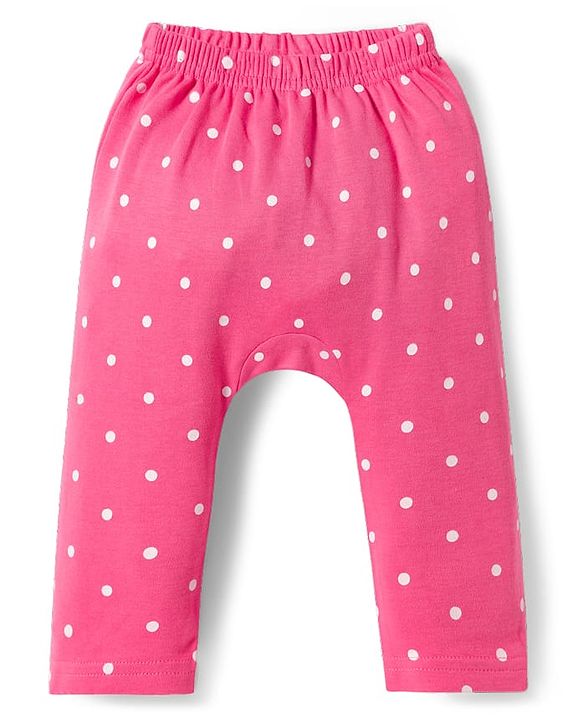 Babyhug Interlock Knit Full Length Diaper Leggings with Floral & Polka Dot Print Pack of 3 - Yellow Pink & Purple
