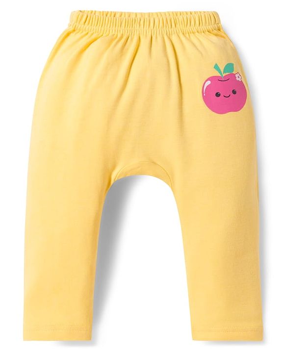 Babyhug Interlock Knit Full Length Diaper Leggings with Floral & Polka Dot Print Pack of 3 - Yellow Pink & Purple