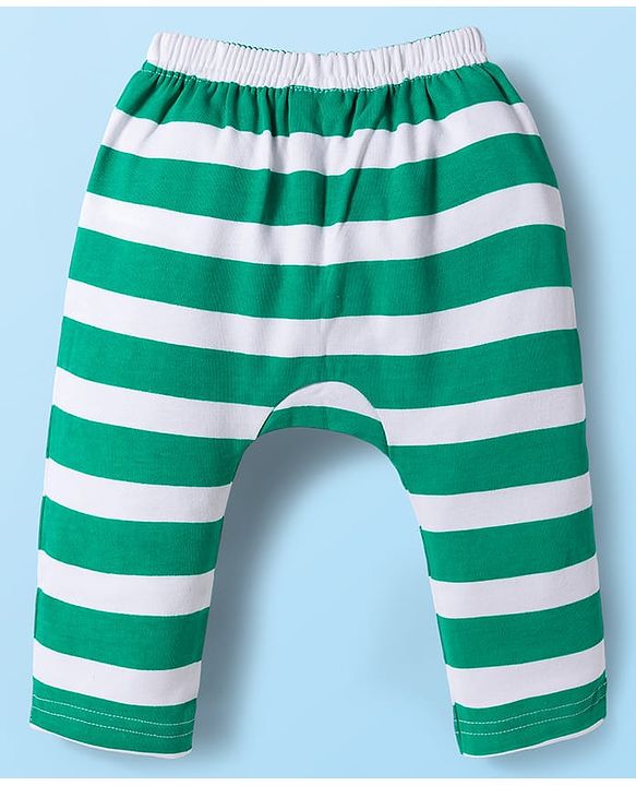 Babyhug Interlock Knit Full Length Diaper Leggings with Musical Print & Stripes Pack of 3 - Multicolor