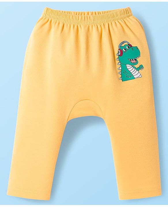 Babyhug Interlock Knit Full Length Diaper Leggings with Musical Print & Stripes Pack of 3 - Multicolor