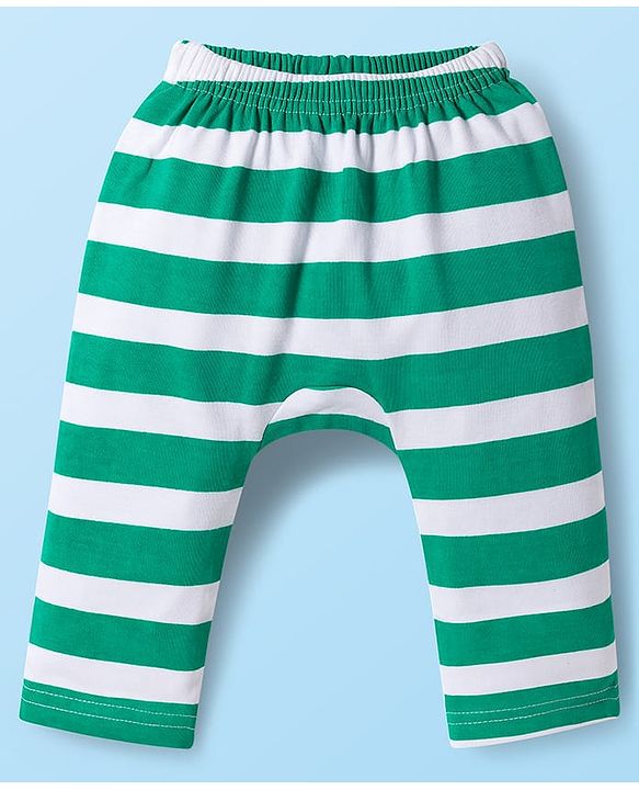 Babyhug Interlock Knit Full Length Diaper Leggings with Musical Print & Stripes Pack of 3 - Multicolor