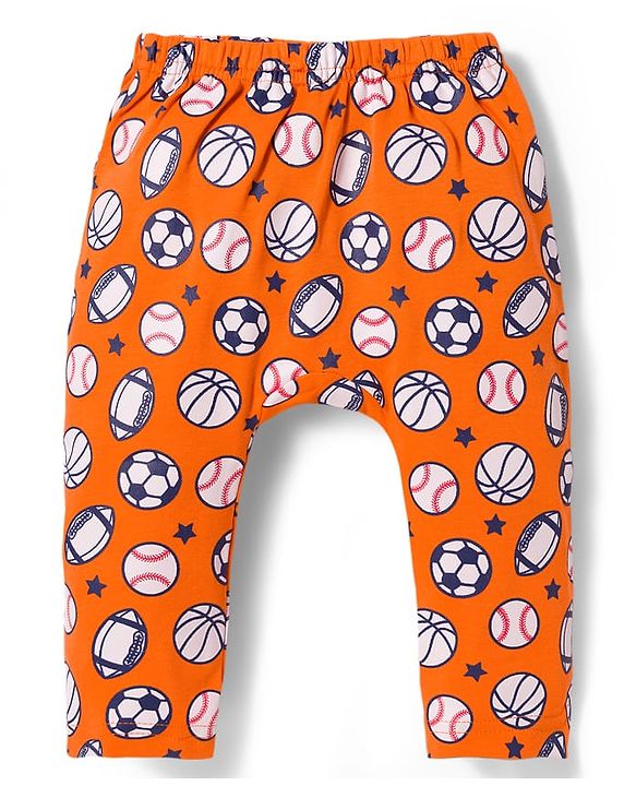 Babyhug Interlock Knit Full Length Diaper Leggings with Sport Theme Print & Stripes Pack of 3 - Multicolor