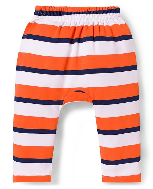 Babyhug Interlock Knit Full Length Diaper Leggings with Sport Theme Print & Stripes Pack of 3 - Multicolor