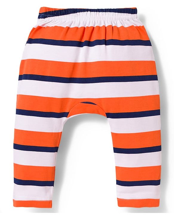 Babyhug Interlock Knit Full Length Diaper Leggings with Sport Theme Print & Stripes Pack of 3 - Multicolor