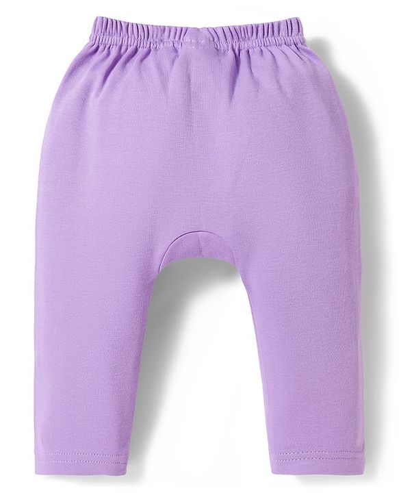 Babyhug Interlock Knit Full Length Diaper Leggings with Floral & Polka Dot Print Pack of 3 - Purple Dark & Light Pink