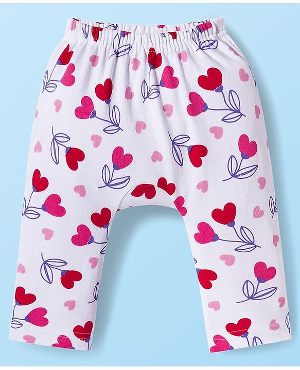 Babyhug Interlock Knit Full Length Diaper Leggings With Polka Dot Print Pack Of 3 - Red White & Navy Blue