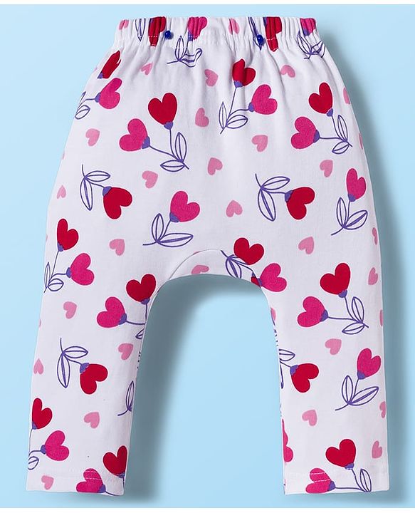 Babyhug Interlock Knit Full Length Diaper Leggings With Polka Dot Print Pack Of 3 - Red White & Navy Blue
