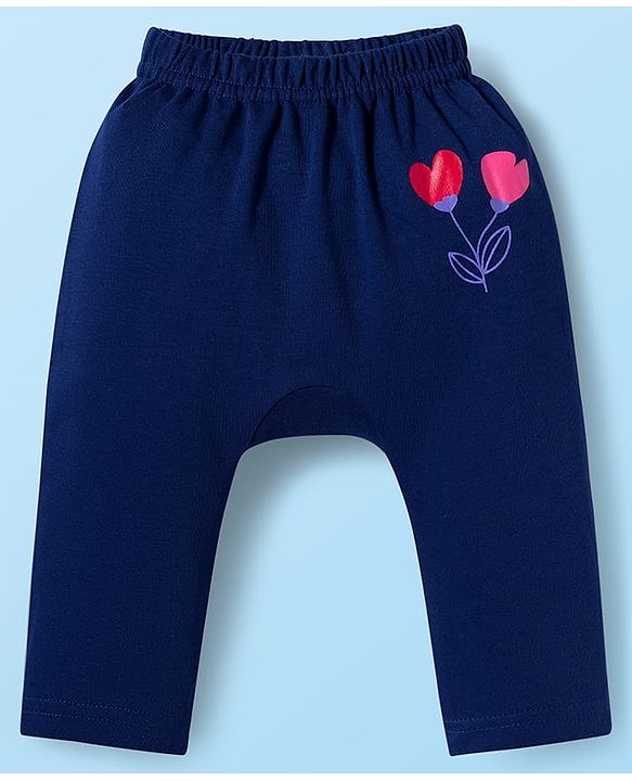 Babyhug Interlock Knit Full Length Diaper Leggings With Polka Dot Print Pack Of 3 - Red White & Navy Blue