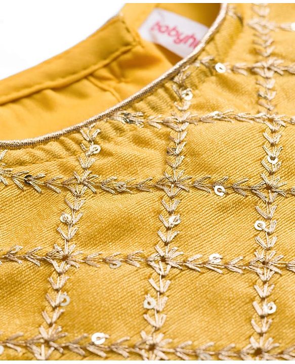 Babyhug Woven Half Sleeves Choli Lehenga Set with Dupatta & Sequin Detailing - Red & Yellow