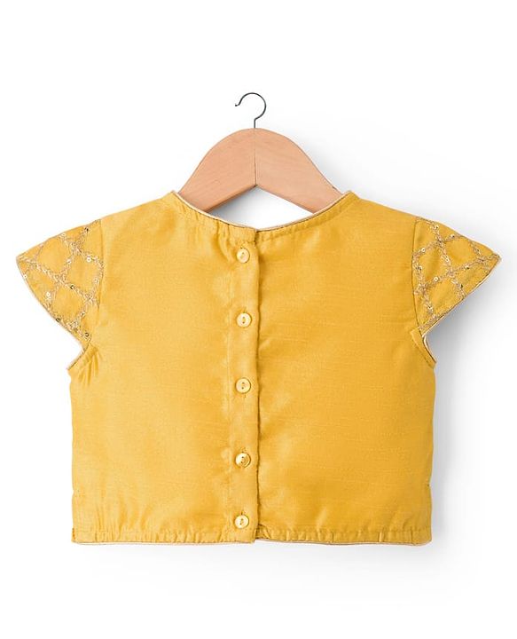 Babyhug Woven Half Sleeves Choli Lehenga Set with Dupatta & Sequin Detailing - Red & Yellow