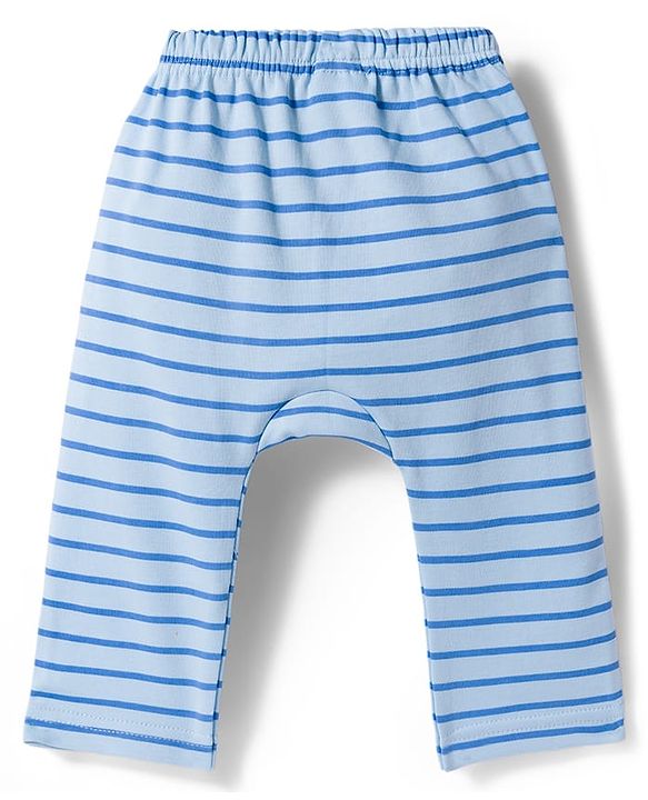 Babyhug Cotton Knit Full Length Diaper Pants With Nautical Theme Print Pack Of 3 - Blue White & Orange