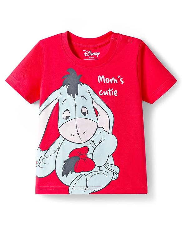 Babyhug Disney Single Jersey Knit Half Sleeves T-Shirts & Shorts Night Suit with Winnie & Friends Graphics Pack of 2 - Red & Orange