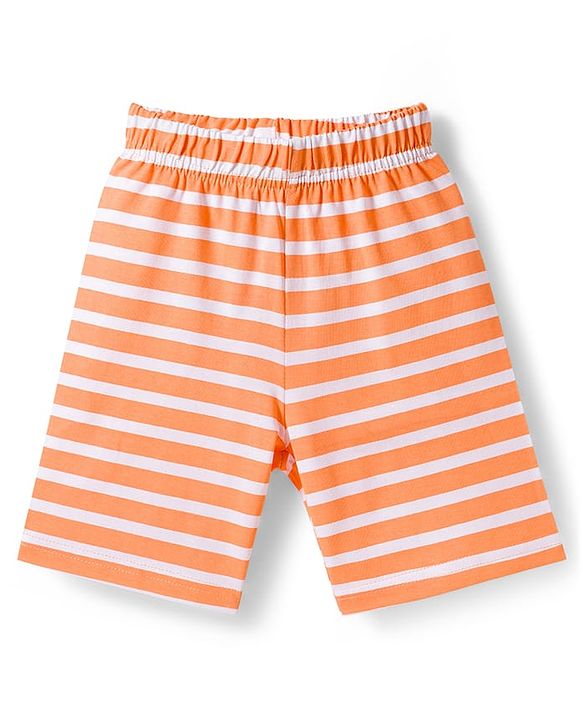 Babyhug Disney Single Jersey Knit Half Sleeves T-Shirts & Shorts Night Suit with Winnie & Friends Graphics Pack of 2 - Red & Orange