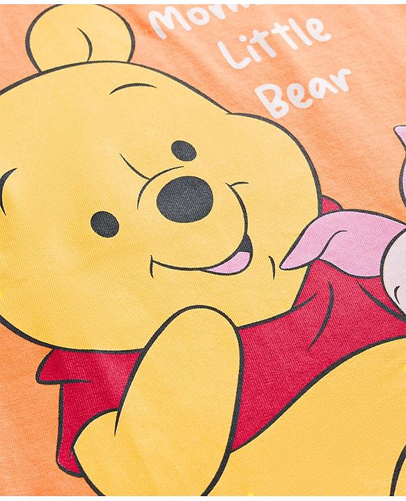 Babyhug Disney Single Jersey Knit Half Sleeves T-Shirts & Shorts Night Suit with Winnie & Friends Graphics Pack of 2 - Red & Orange
