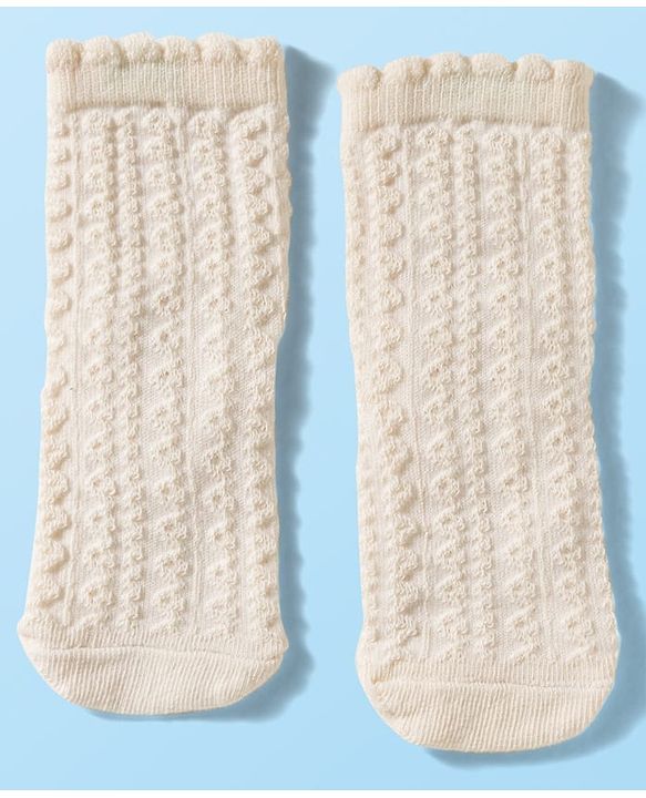 Cute Walk By Babyhug Knit Ankle Length Antibacterial Socks with Cable Knit & Heart Design Pack of 3 - Pink & White
