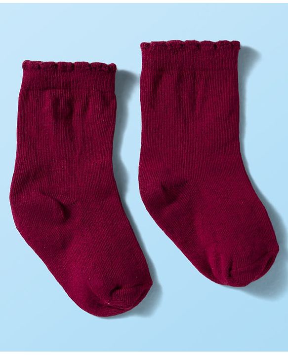 Cute Walk By Babyhug Knit Ankle Length Antibacterial Socks with Cherry Design Pack of 3 - Maroon Pink & White