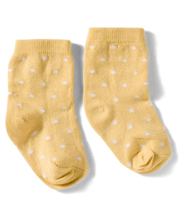 Cute Walk By Babyhug Knit Ankle Length Antibacterial Socks with Polka Dot Design Pack of 3 - Yellow Pink & Purple