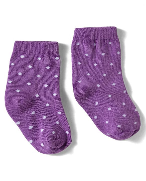 Cute Walk By Babyhug Knit Ankle Length Antibacterial Socks with Polka Dot Design Pack of 3 - Yellow Pink & Purple