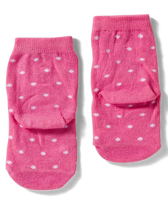 Cute Walk By Babyhug Knit Ankle Length Antibacterial Socks with Tropical & Polka Dot Design Pack of 3 - Navy Blue Yellow & Pink