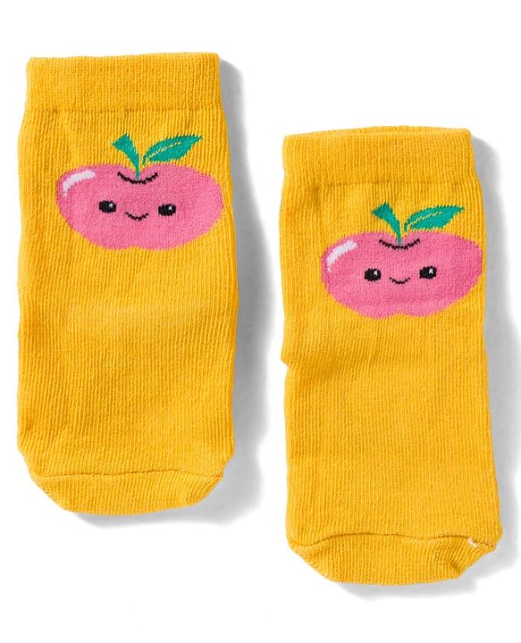 Cute Walk By Babyhug Knit Ankle Length Antibacterial Socks with Tropical & Polka Dot Design Pack of 3 - Navy Blue Yellow & Pink