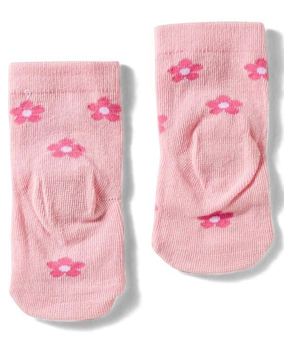 Cute Walk By Babyhug Knit Ankle Length Antibacterial Socks with Floral & Heart Design Pack of 3 - Light & Dark Pink