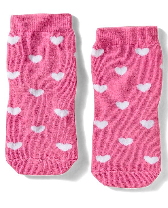 Cute Walk By Babyhug Knit Ankle Length Antibacterial Socks with Floral & Heart Design Pack of 3 - Light & Dark Pink