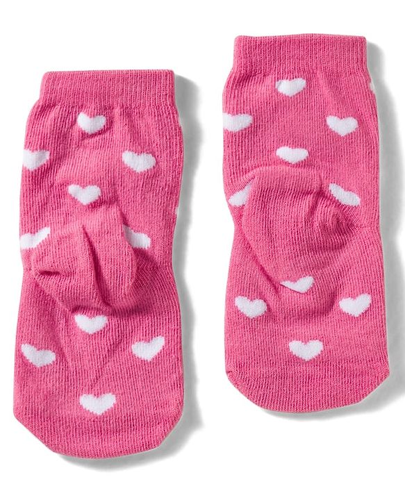 Cute Walk By Babyhug Knit Ankle Length Antibacterial Socks with Floral & Heart Design Pack of 3 - Light & Dark Pink