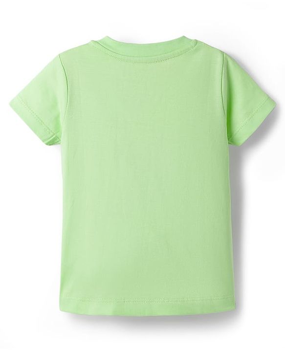 Babyhug Disney Single Jersey Knit Half Sleeves Short Night Suit With Disney Princess Else & Anna Graphics - Lime Green