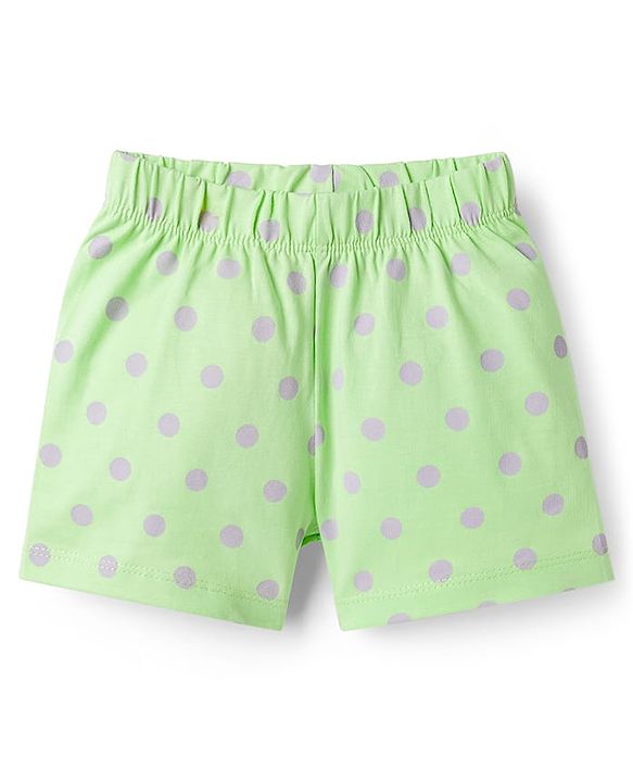 Babyhug Disney Single Jersey Knit Half Sleeves Short Night Suit With Disney Princess Else & Anna Graphics - Lime Green