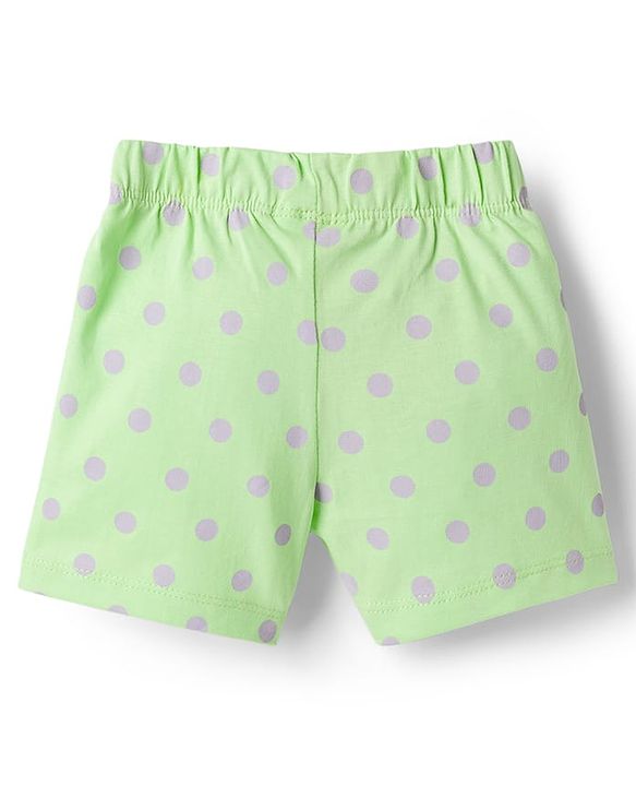 Babyhug Disney Single Jersey Knit Half Sleeves Short Night Suit With Disney Princess Else & Anna Graphics - Lime Green