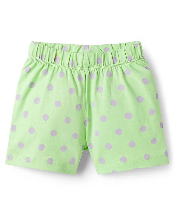 Babyhug Disney Single Jersey Knit Half Sleeves Short Night Suit With Disney Princess Else & Anna Graphics - Lime Green