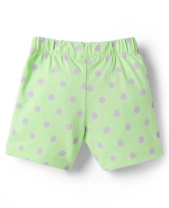 Babyhug Disney Single Jersey Knit Half Sleeves Short Night Suit With Disney Princess Else & Anna Graphics - Lime Green