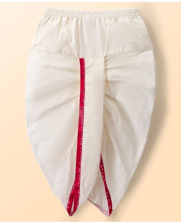 Babyhug Cambric Cotton Woven Full Sleeves Kurta Dhoti Set with Bandhani Print - Fuchsia & White