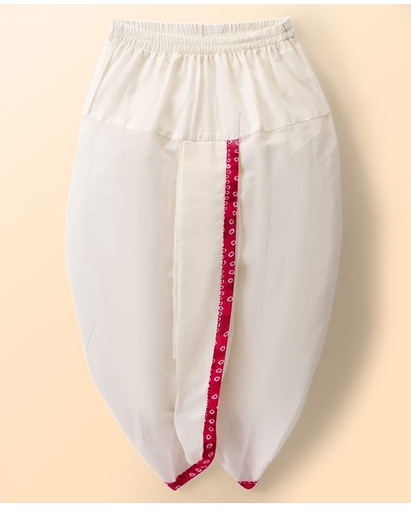 Babyhug Cambric Cotton Woven Full Sleeves Kurta Dhoti Set with Bandhani Print - Fuchsia & White
