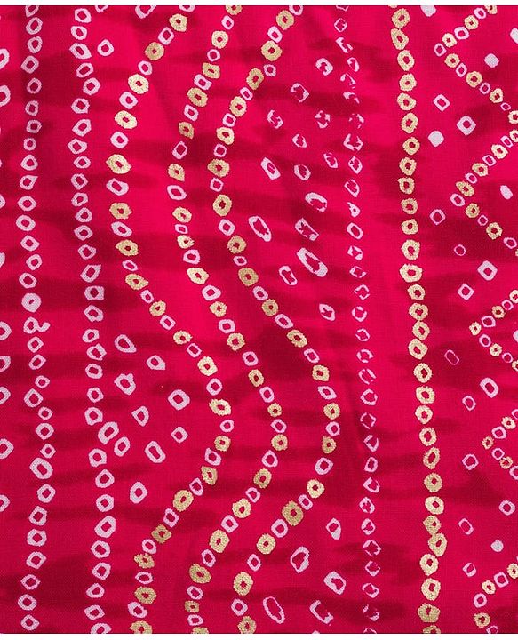 Babyhug Cambric Cotton Woven Full Sleeves Kurta Dhoti Set with Bandhani Print - Fuchsia & White