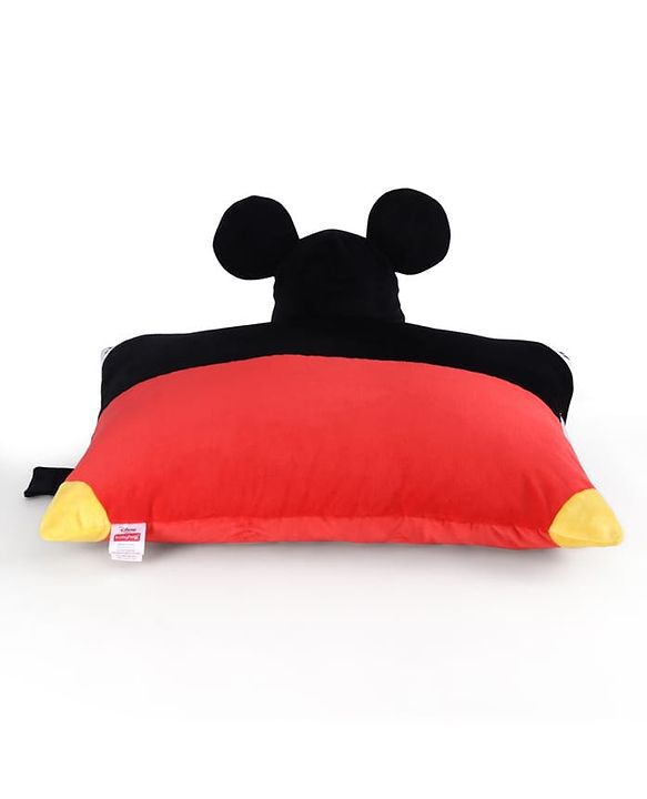 Babyhug Disney Mickey Mouse Convertible Plush Pillow| 2-in-1 Foldable Soft Toy & Cushion| Ultra-Soft Cuddle Buddy for Sleep & Play| Travel Friendly| Kids Nursery  & Car Decor| 0+ Months| BIS Certified