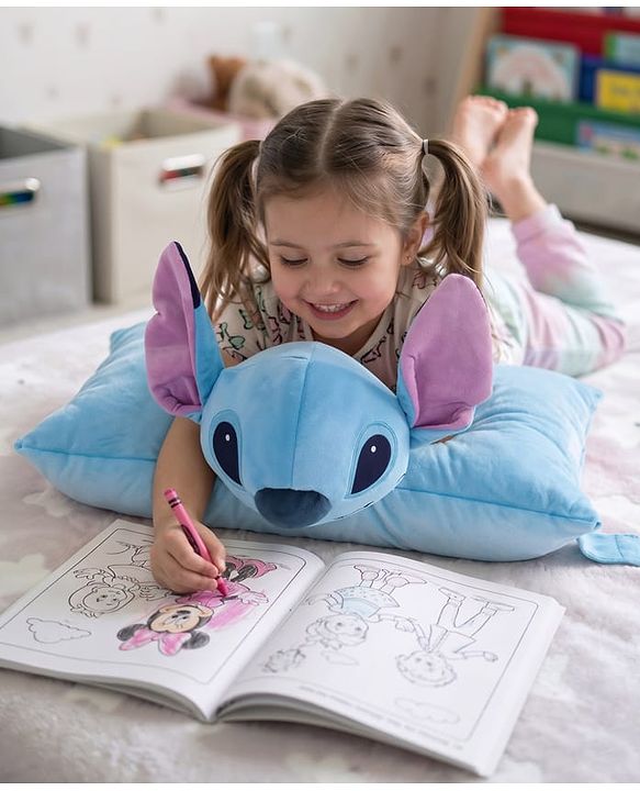 Babyhug Disney Stitch Convertible Plush Pillow| 2-in-1 Foldable Soft Toy & Cushion| Ultra-Soft Cuddle Buddy for Sleep & Play| Travel Friendly| Kids Nursery  & Car Decor| 0+ Months| BIS Certified