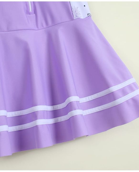 Pine Kids Half Raglan Sleeves Printed Frock Swimsuit - Purple