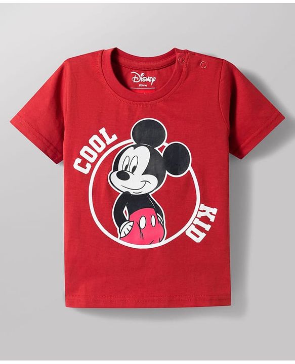 Babyhug Disney 100% Cotton Knit Half Sleeves T-Shirt & Shorts Night Suits With Micky Mouse Graphic Pack Of 2 - Multicolour
