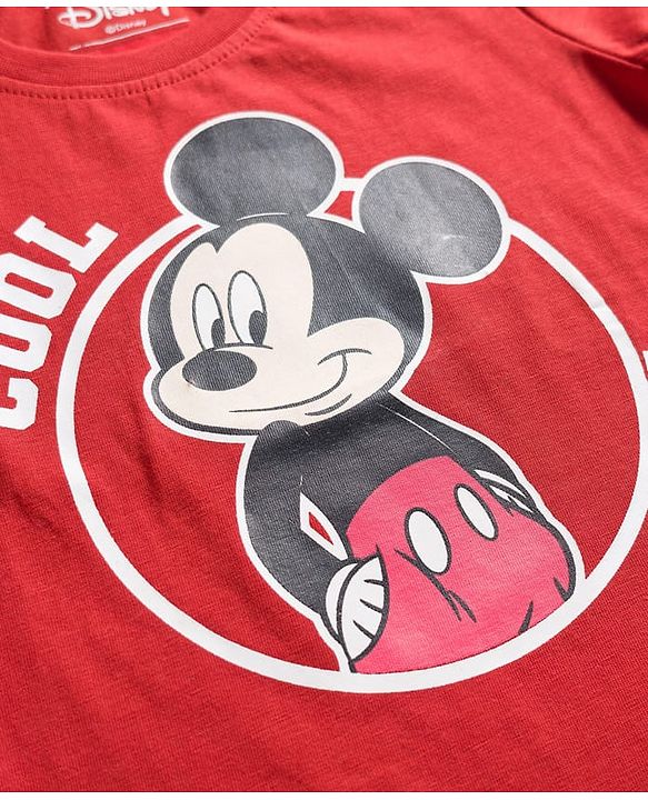 Babyhug Disney 100% Cotton Knit Half Sleeves T-Shirt & Shorts Night Suits With Micky Mouse Graphic Pack Of 2 - Multicolour