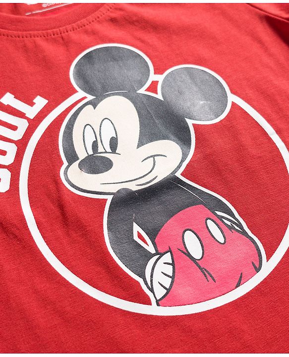 Babyhug Disney 100% Cotton Knit Half Sleeves T-Shirt & Shorts Night Suits With Micky Mouse Graphic Pack Of 2 - Multicolour