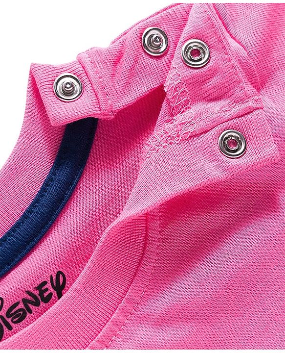Babyhug Disney Single Jersey Knit Half Sleeves Shorts Night Suit With Minnie Mouse Graphics - Pink