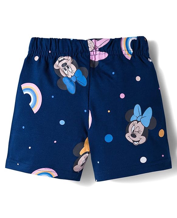 Babyhug Disney Single Jersey Knit Half Sleeves Shorts Night Suit With Minnie Mouse Graphics - Pink
