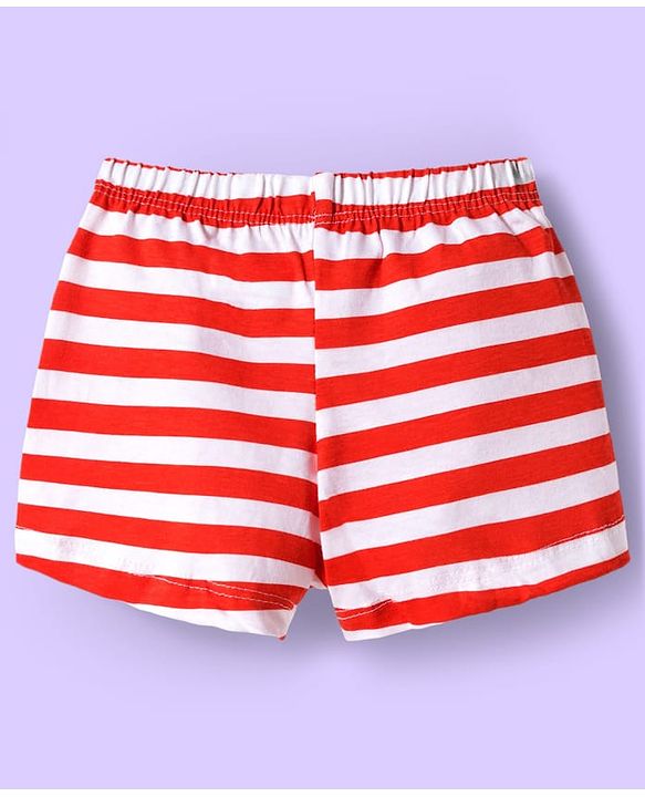 Babyhug 100% Cotton Knit Trunks With Stripes & Teddy Bear Print Pack of 3 - Multicolor