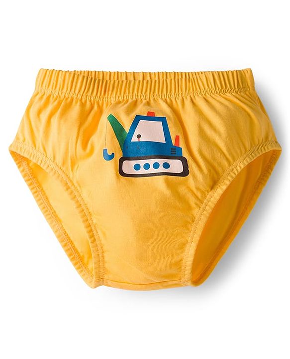 Babyhug 100% Cotton Construction Vehicles Printed & Striped Briefs Pack Of 3 - Mutlicolour