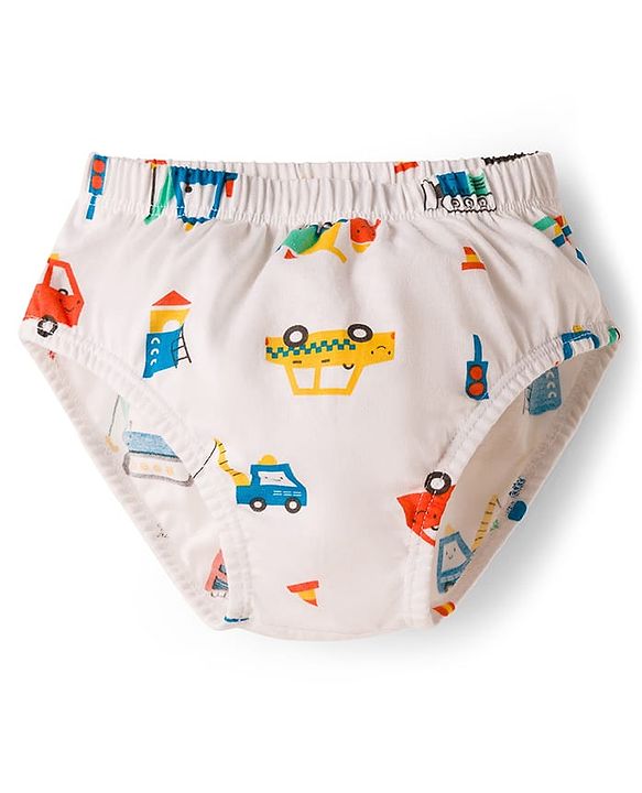 Babyhug 100% Cotton Construction Vehicles Printed & Striped Briefs Pack Of 3 - Mutlicolour