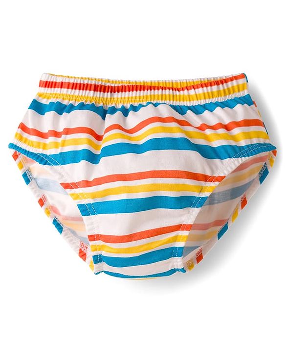 Babyhug 100% Cotton Construction Vehicles Printed & Striped Briefs Pack Of 3 - Mutlicolour