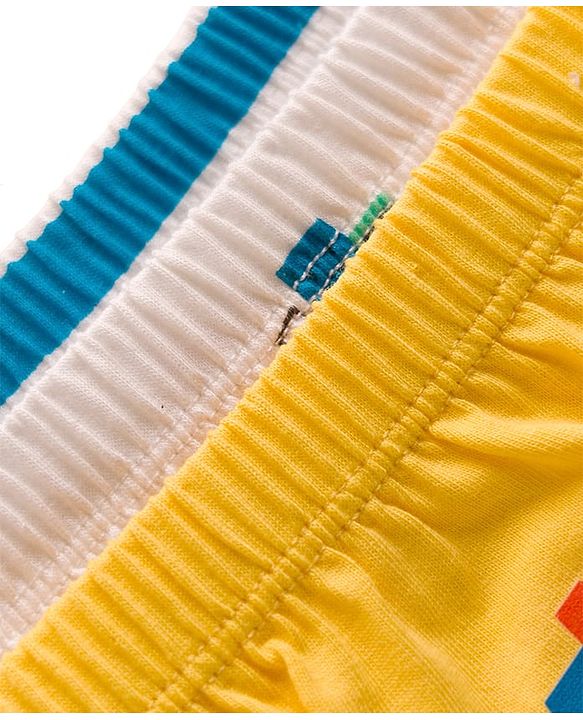 Babyhug 100% Cotton Construction Vehicles Printed & Striped Briefs Pack Of 3 - Mutlicolour