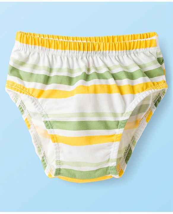 Babyhug 100% Cotton Knit Striped & Dino Printed Briefs Pack of 3 - Multicolor